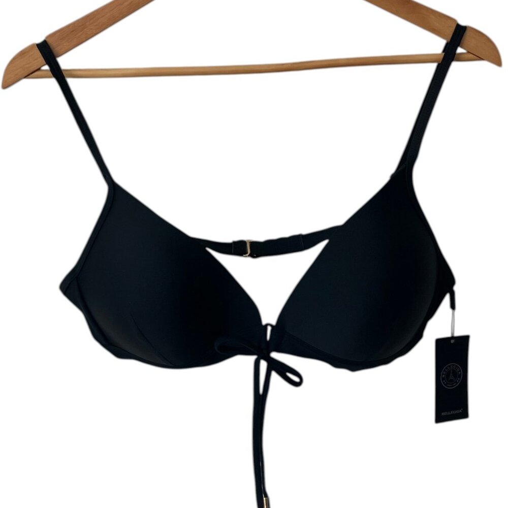 Relleciga Black Swimsuit Bikini Top, New with Tags